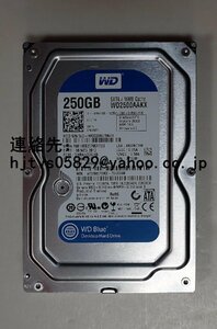 中古 WD WD2500AAKX 250GB 3.5インチ SATA ウェスタンデジタルキャビアブルー 6Gbps 7200RPM 16MB 内蔵HDD 動作確認済
