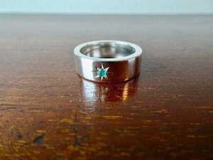 Art hand Auction Nio Chokin One Star 2.5mm Emerald, Width 7mm, Flat Ring Handmade 279b, ring, silver, No. 20~