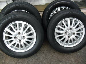 すぐに使えそう！4本セットお買い得！14incホイールタイヤSET！185/70R14 14×5.5J　ET40　PCD100　4穴　ノート・マーチ・フリード