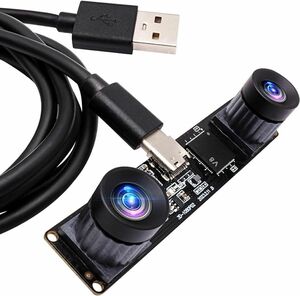 デュアルレンズ USB カメラ 広角同期 P1080P 60fps Raspberry Pi 用 (120度低歪みレンズ)