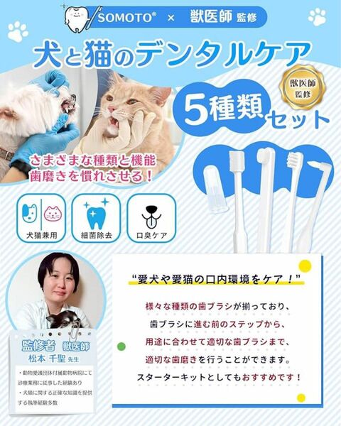 わんちゃん 歯ブラシ 猫 ペット 小型犬 犬用歯ブラシ 【5種類セット】 