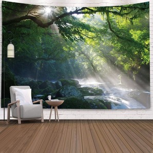 自然の森のタペストリー、風景のプリント、大きな壁のタペストリー 230×180ｃｍ/色：30/（洞窟からの滝）DJ1573の画像5