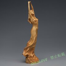 新品 ヌード 女性像 裸婦像 東洋彫刻 天然木 置物 職人手作り 柘植製高級木彫りAA181_画像3