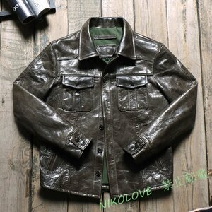 アメカジ レザージャケット 羊革タンニン鞣し ライダースジャケット 本革 革ジャンメンズ秋冬 M～5XL AB430