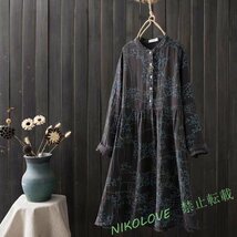 新品 ワンピース ダブルガーゼフリーサイズ(M-L) 花柄 綿 コットン ゆったりとした チュニック 可愛デザイン レッドAA154_画像3