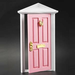  miniature doll house door toy collection wooden figure [ pink ] ZCL994