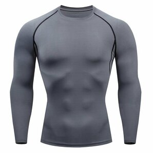 7色 長袖 コンプレッション メンズ tシャツ トレーニングウェア トップス 吸汗速乾 HE589の画像3