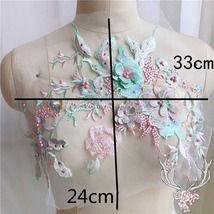 ホット 1pc レースブライダルビーズ花刺繍パッチステッカー結婚式の装飾ドレスアイアンミシンアップリケサプライヤーDJ298_画像2