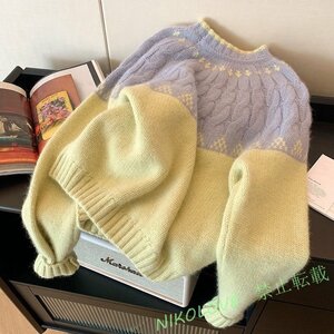 新品 チュニック セーター ニット 暖かい もこもこ ゆったり ふんわり 上品 見栄え オシャレ 高質 クールネックAA304