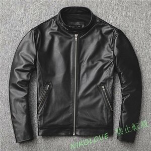 高級新品 本革 ラム革 バイクジャケット メンズライダース レザー バイクウェア 革ジャン 黒 S~4XL AB471