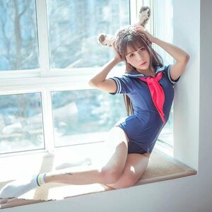 超セクシー コスプレ セーラー服風 スクール 水着 スク水 ハイレグ レオタード 学生服 コスプレ衣装 ネイビー HD031