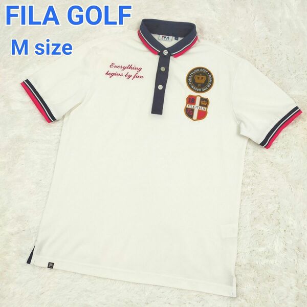 FILA GOLF フィラゴルフ 春夏 ゴルフシャツ ポロシャツ 半袖 吸汗速乾ドライ ストレッチ メンズ Mサイズ