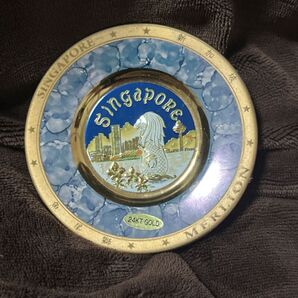 シンガポール 飾り皿 24KT GOLD ステッカー 皿 飾り お土産 おみやげ