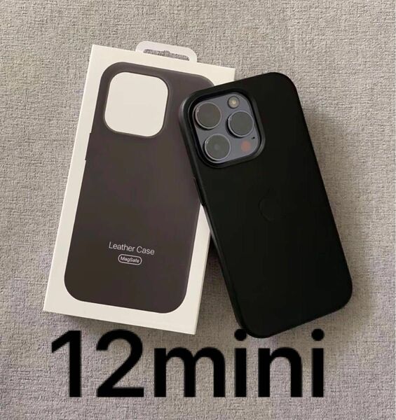 純正互換品　MagSafe対応　レザーケース　iPhone12mini ブラック