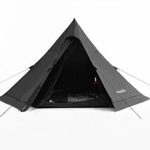 キャンプ用 超高品質 ブラック ピラミッドテント ワンポールテント タープ 3-4人用 軽量 5.6㎏ 150D UPF50+設営簡単 キャンプ アウトドア _画像2