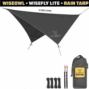 WISE OWL アウトドア用 多機能 2mx2mタープ　ブラック 超高品質 防水 UV 日焼け紫外線カット コーティング生地 キャンプ 野外登山 釣り