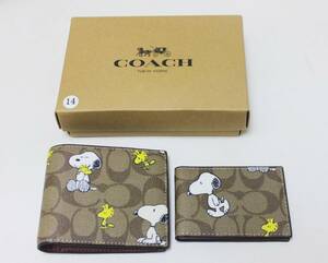 NO14 新品折財布　COACH X PEANUTS 3-IN-1 ウォレットCE714