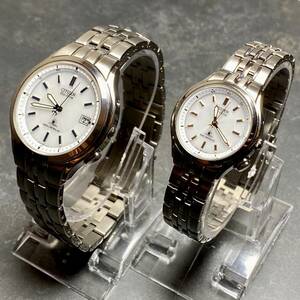 1000円〜 CITIZEN Eco-Drive ATTESA RADIO CONTROLLED シチズン ペア 2本まとめ腕時計 WristWatch Vintage 送料無料 簡易クリーニング済T15