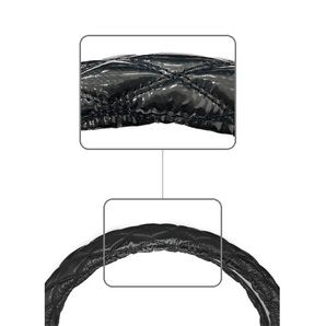 汎用 ステアリングカバー ハンドルカバー 45cm ブラック エナメル ダブルステッチ 黒 トラック スーパーグレート グランドプロフィア ギガの画像4