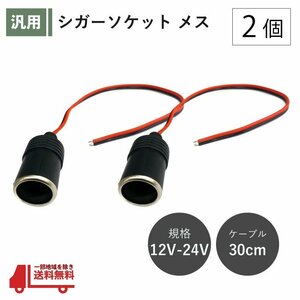 シガーソケット メス 2個 12V 24V 電源ケーブル付 30cm ETC ドライブレコーダー 増設 電源 シガーライター 配線 ドラレコ 延長 定形外 送込