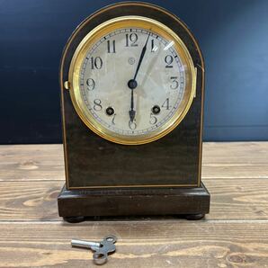 セイコウシャ アンティーク ゼンマイ式 SEIKO 古時計 置時計 レトロ 木製 稼働品の画像1