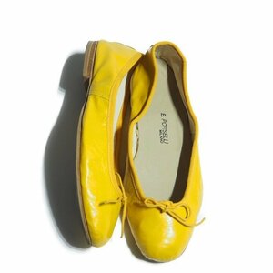 M7128R1 VE.PORSELLIporuseliV кожа балетки желтый 23.5-24cm / Flat туфли-лодочки кожа обувь 