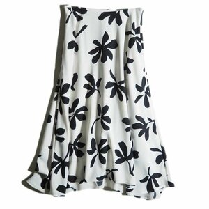 M6327f15 VIENA Iena V as good as new 21SS art print flair skirt natural 36 / white polyester long skirt spring summer 