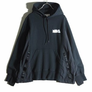 M7965f31　▼NIKE ナイキ × sacai サカイ▼　20AW NRG Rh HOODIE 切り替えスウェットパーカー ブラック L / 黒 フレア シーズンレス