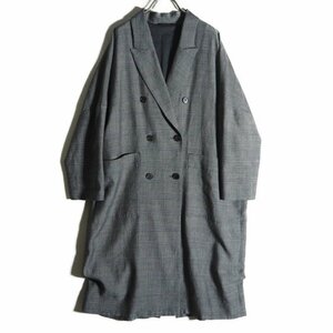 M4323H　▼AP STUDIO エーピーストゥディオ▼　Glen Check Coat リネン ポリエステル グレンチェックコート グレー / オーバーサイズ 春秋