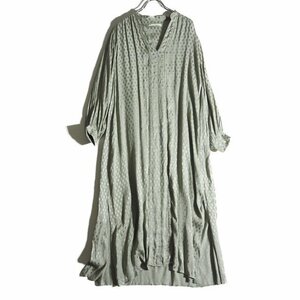 M7179f63　▼ne Quittez pas ヌキテパ▼　PAISLEY JQD KURTA DRESS レーヨン ジャガード ワンピース グリーン / 柄 ロング丈 フレア 春夏