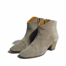 F7268R30　▼ISABEL MARANT イザベルマラン▼　VELVET BOOTS ラウンドトゥ サイドジップ スエード ショートブーツ ベージュ 38/24cm 秋～春_画像2