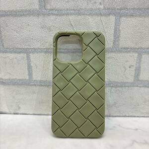 美品 ボッテガヴェネタ iPhone13 Pro スマホケース BOTTEGA VENETA イントレチャート ラバー シリコン シリコーン 緑系 グリーン