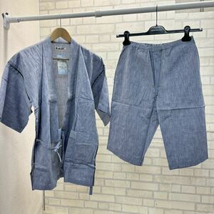  tag equipped regular price :8,900 jpy made in Japan WELDON jinbei men's top and bottom set light blue blue blue cotton 100% M