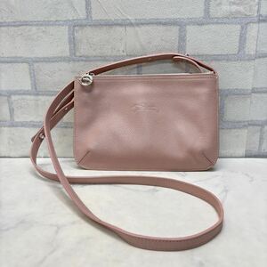 極美品 ロンシャン LONGCHAMP ショルダーバッグ レザー ライトピンク ミニバッグ 本革レザー