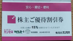 最新　カンセキ株主優待券 1枚　2024 5/31迄 