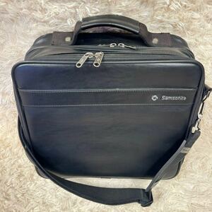 【オールレザー】1円〜 本革 samsoniteサムソナイト 2way ショルダーバッグ ブリーフケース ビジネスバッグ 大容量 ブラック A4 ノートPC 