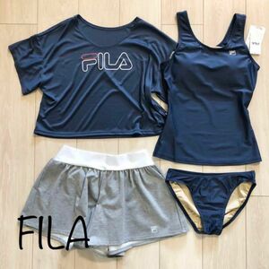 新品 FILA フィラ 水着 4点セット タンキニ スポーツ NV S