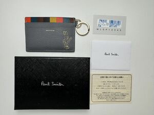 ポールスミス Paul Smith パスケース カードケース 定期入れ レディース ブライトストライプ カートゥーンバニー キーリング付 本革 新品