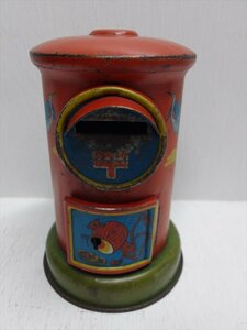  Seven Deities of Good Luck post type savings box tin plate Showa Retro that time thing made in Japan antique savings box BANK miscellaneous goods 