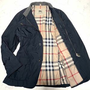 バーバリー【現行モデル】 BURBERRY LONDON ESTABLISHED 2way ハンティングジャケット XLサイズ メガチェック ロゴ テーラード ブラック