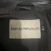 エンポリオアルマーニ【極美品 極上トロトロ質感】EMPORIO ARMANI ラムレザー テーラードジャケット Lサイズ 羊革 微光沢 ブラック 黒_画像7