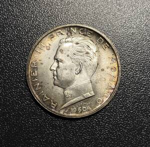 1960モナコ5フラン銀貨　フランス領アフリカ　コイン　硬貨　古銭　美品　レア