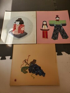 色紙 絵 画 昭和 飾り インテリア アンティーク 3枚セット 【長期保管品】