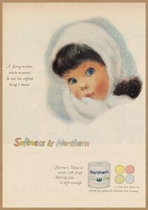 Northern Tissue キッズ イラスト レトロミニポスター B5サイズ 複製広告 ◆ Frances Hook 白いフードの女の子 USAD5-474