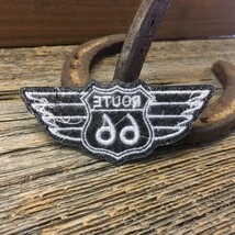 送料無料 ルート66 翼つき ロゴ ミニワッペン ◆ ROUTE66 アイロン接着 パッチ CAWP127_画像2