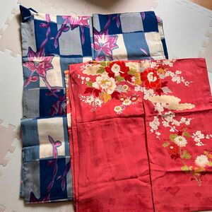 着物セット　2着　花柄　ジャンク品　リメイク　ハンドメイド　和物