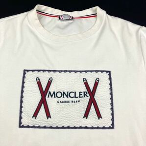 希少L相当◎モンクレールガムブルー スエット MONCLER GAMMEBLEU トムブラウン トレーナー デカロゴ 刺繍 袖ワッペン トリコール 白 メンズの画像2