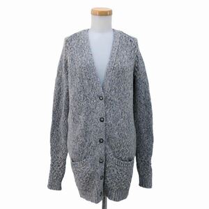 m496 theory theory cashmere . Mix color knitted V neck long sleeve long cardigan cardigan feather weave tops blue gray S