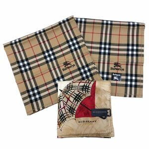 B-2 未使用あり BURBERRY バーバリー ハンカチ まとめ売り 3点 セット ノバチェック 大判含む