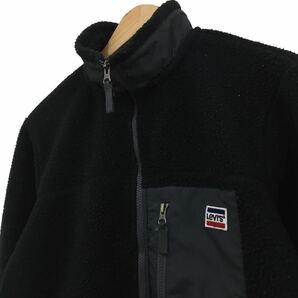 C331 Levi's リーバイス ボア フリースジャケット ポケット ジャケット 上着 羽織り トップス メンズ M ブラック 黒 の画像2